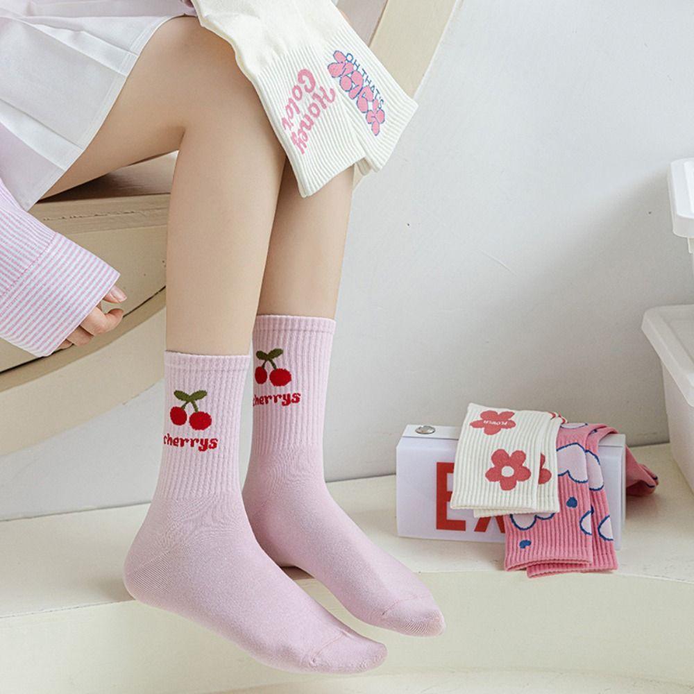 5Pairs Heart Flower Cotton Socks Letter Cherry Socks Women Kawaii Mid Tube Socks Students
5Pairs Heart Flower Cotton Socks Letter Cherry Socks Women Kawaii Mid Tube Socks Students