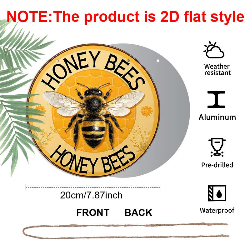 2D Flat Aluminum Honey Bee Wall Decor, Round Metal Sign, Vintage Bee Kitchen Decorative Hanging Plaque, Garden Art & Outdoor Living Room Home Decor 1pc
2D Flat Aluminum Honey Bee Wall Decor, Round Metal Sign, Vintage Bee Kitchen Decorative Hanging Plaque, Garden Art & Outdoor Living Room Home Decor 1pc