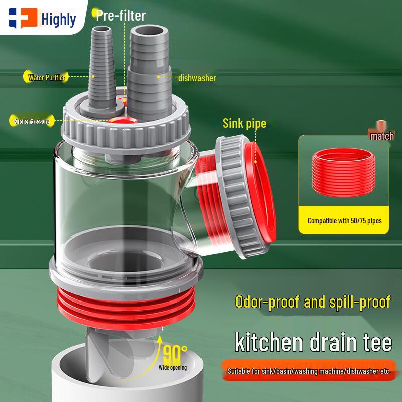 Haili Kitchen Sink Drain Three-Way Connector & Anti-odor Seal
Haili Kitchen Sink Drain Three-Way Connector & Anti-odor Seal
