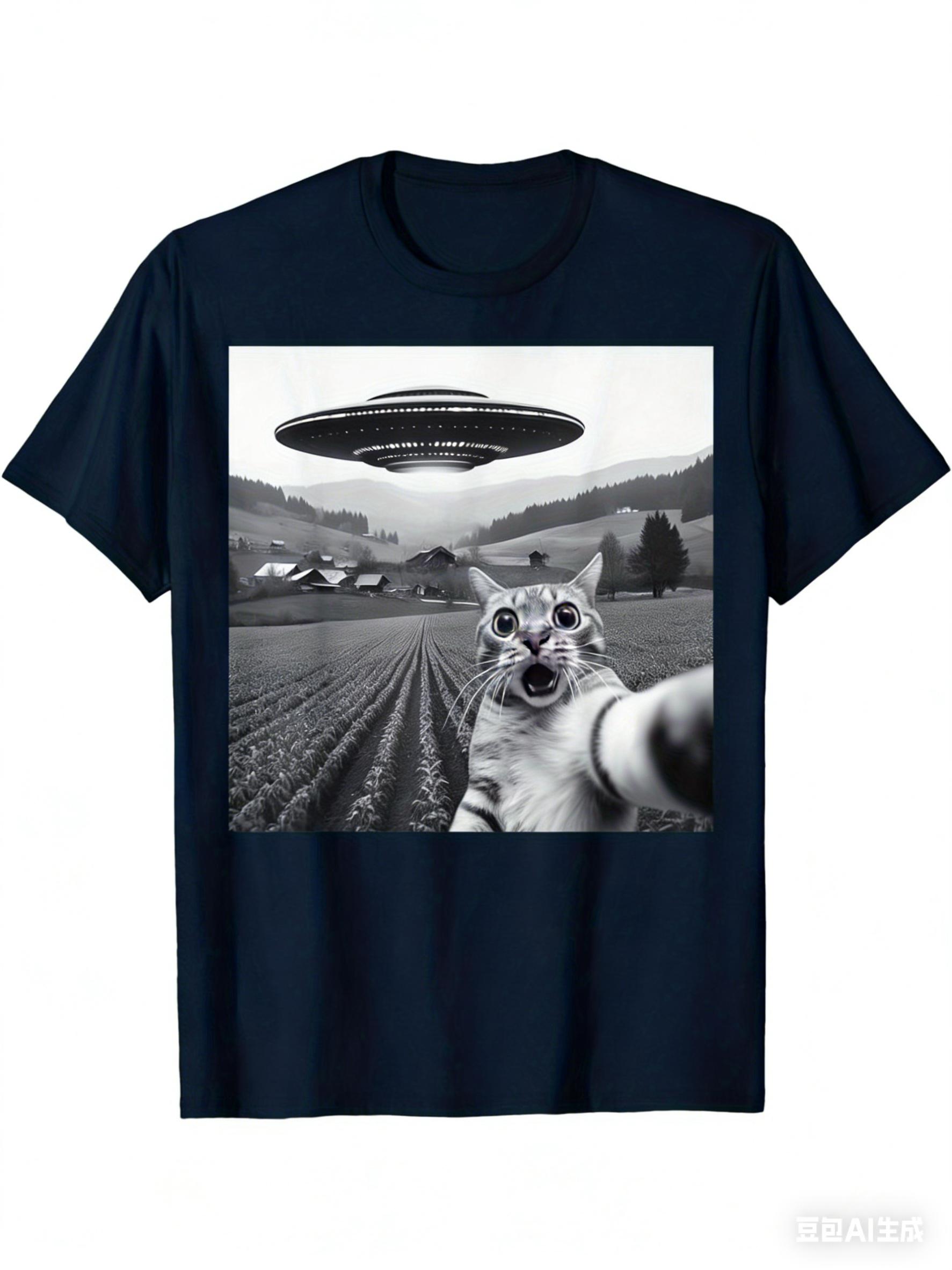UFO and Cat Pattern Print Tshirt Women Men Summer Casual Loose Humorous Round Neck Short Sleeve Oversize Top Tshirt Unisex 4XL
UFO and Cat Pattern Print Tshirt Women Men Summer Casual Loose Humorous Round Neck Short Sleeve Oversize Top Tshirt Unisex 4XL