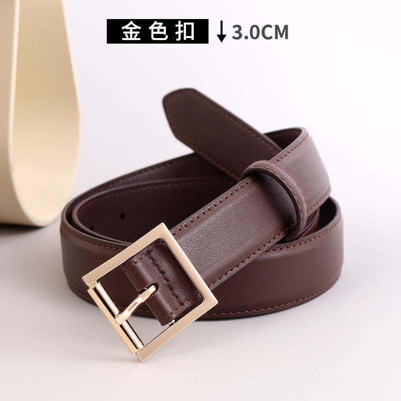 Винтажный Минималистичный Стиль Модный Детский Ремень R0W Минималистичная Квадратная Пряжка Масло Воск Телячья Кожа 100cm