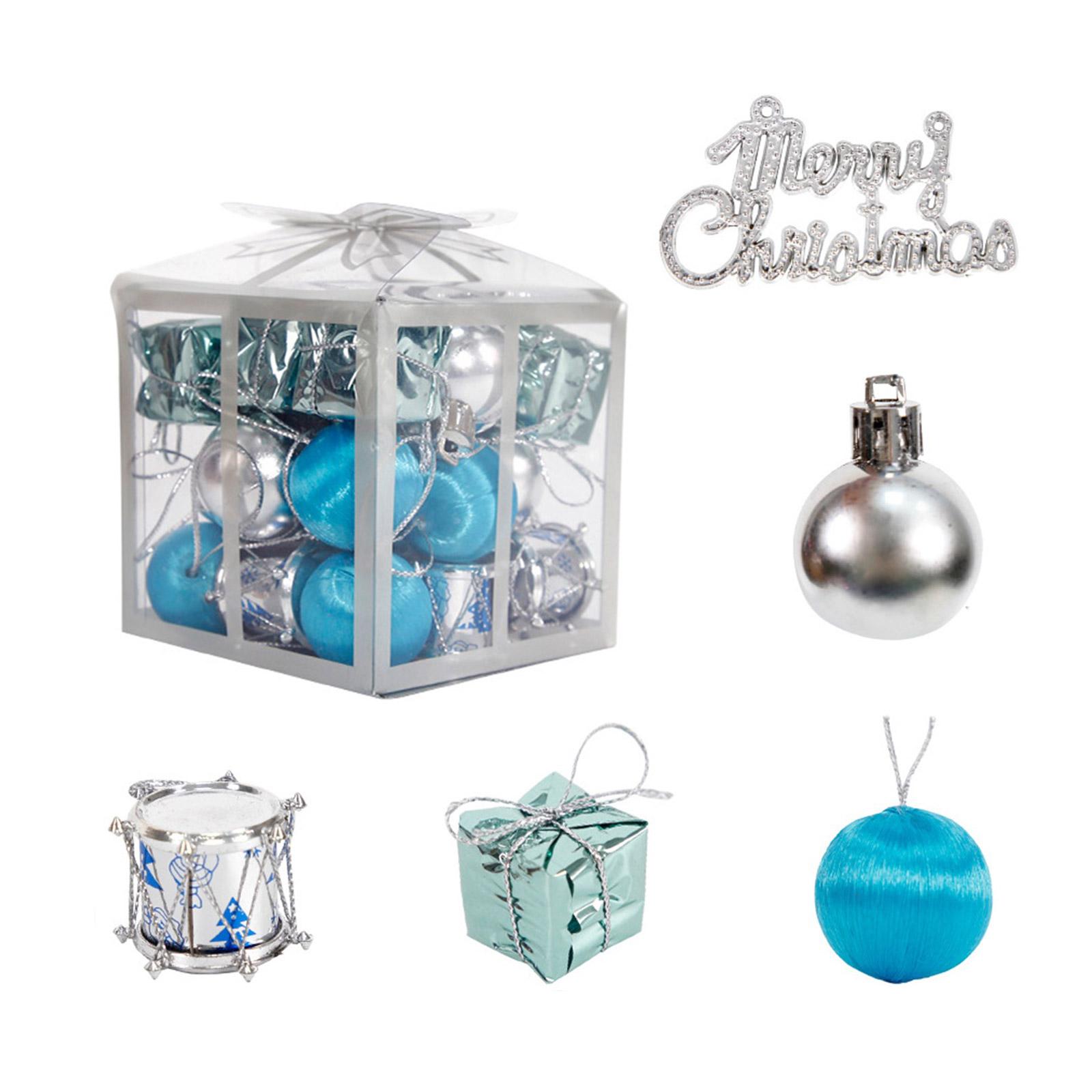 Набор из 26 елочных шаров в подарочной коробке, разноцветные елочные подвески для украшения дома и вечеринки синий