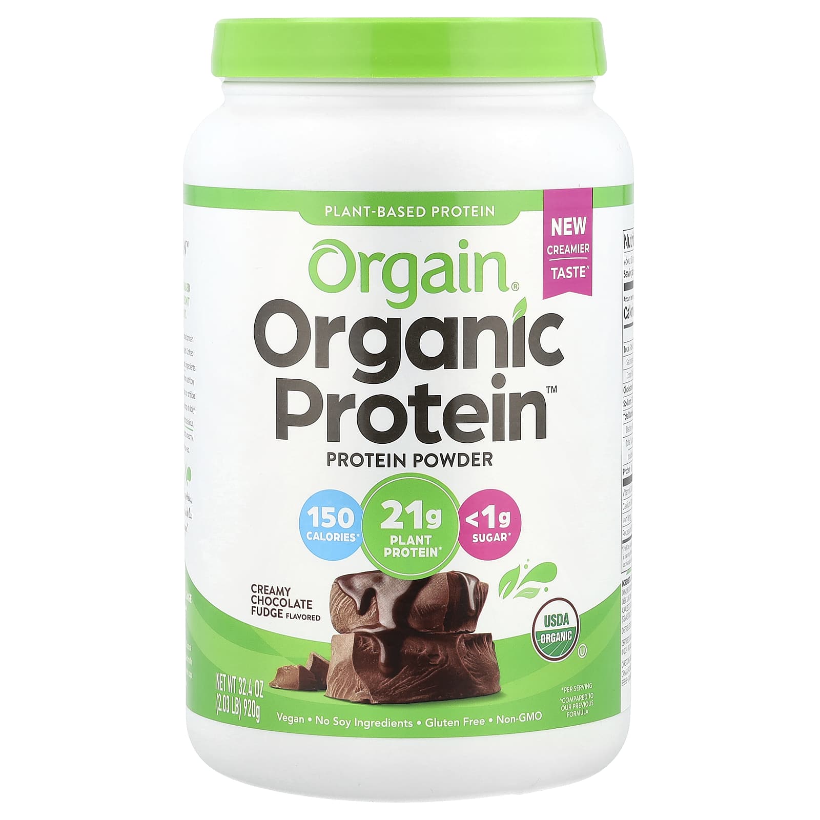 Orgain, Organic Protein Powder, Plant-based, Creamy Chocolate Fudge, 2.03 lbs (920 g)
Orgain, Organic Protein Powder, Plant-based, Creamy Chocolate Fudge, 2.03 lbs (920 g)