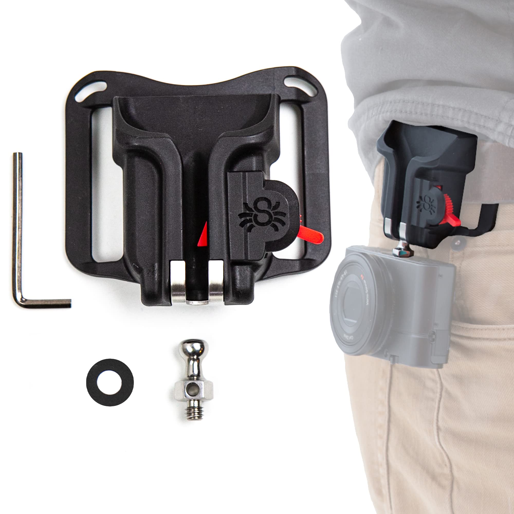 Spider Holster BlackWidow Camera Holster Pin holster for carrying a lightweight camera from any - + - Self-locking belt!
Spider Holster BlackWidow Camera Holster Pin holster for carrying a lightweight camera from any - + - Self-locking belt!