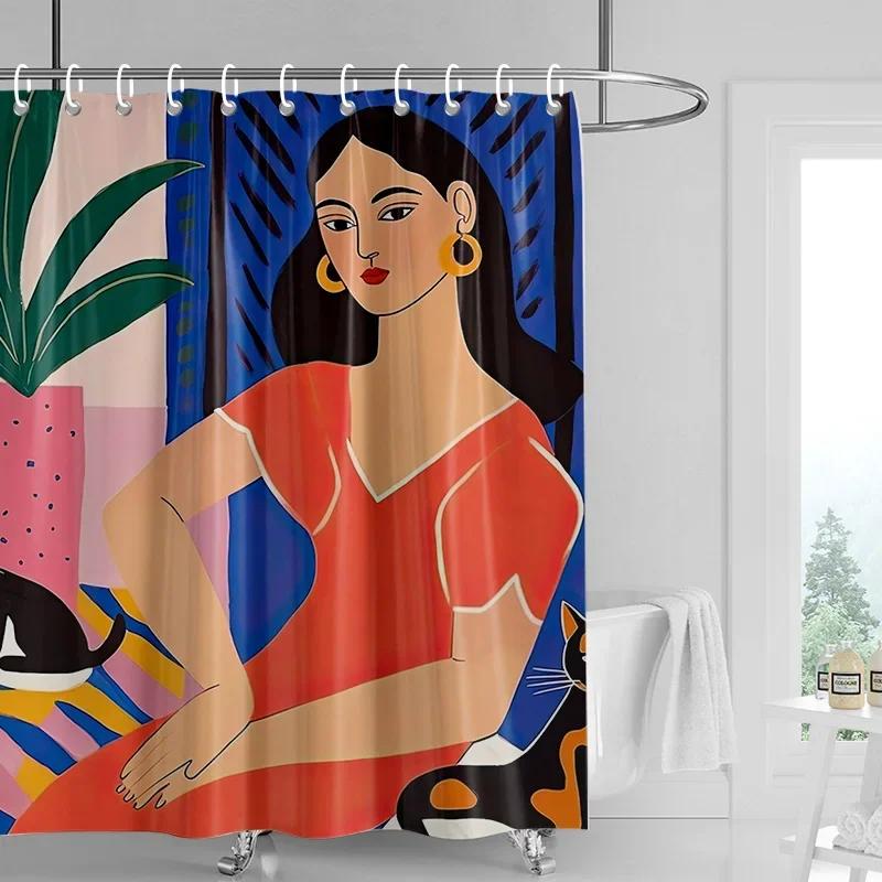 Nordic Simple Style Morandi Shower Curtain Abstract Plant Character Pattern Bathroom Bathtub Dual-Use Shower Curtain W60H190(CM)-1 Pcs
Nordic Simple Style Morandi Shower Curtain Abstract Plant Character Pattern Bathroom Bathtub Dual-Use Shower Curtain W60H190(CM)-1 Pcs