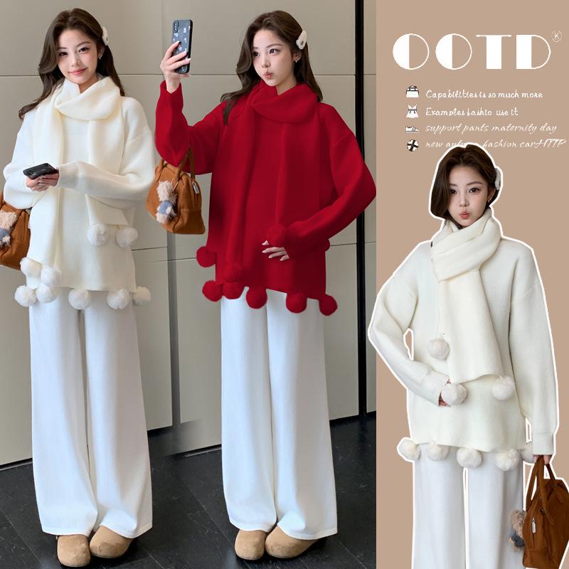 Maternity Round Neck Sweater with Scarf - Autumn/Winter Loose Fit M грязно-белый
Maternity Round Neck Sweater with Scarf - Autumn/Winter Loose Fit M грязно-белый