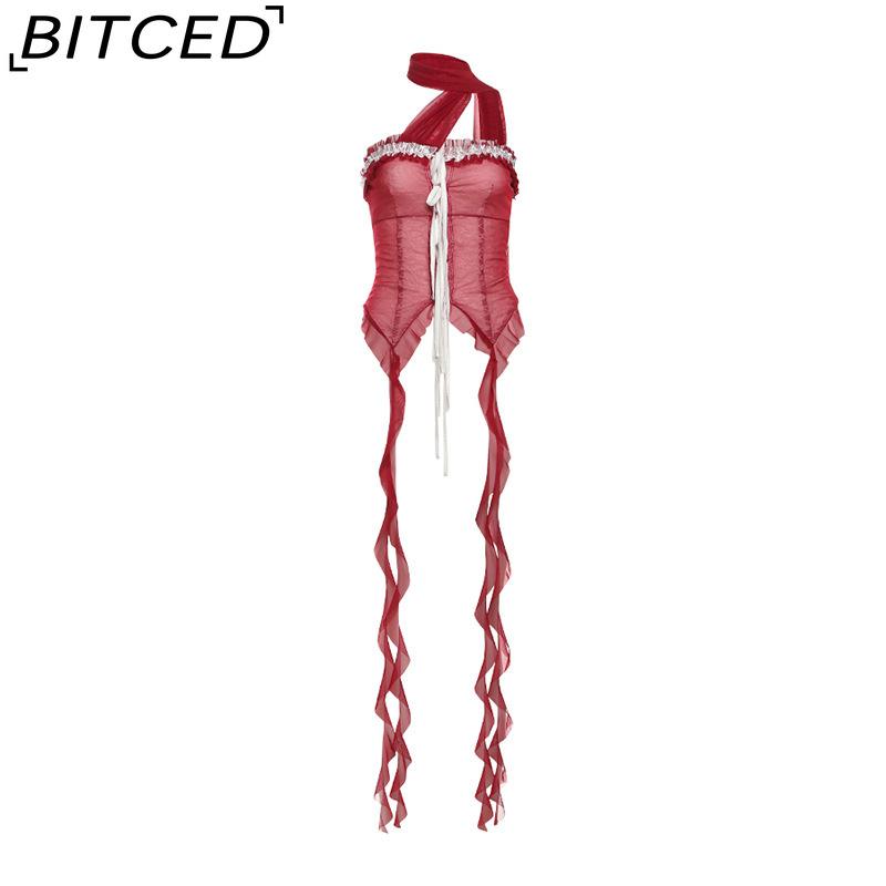 BITCED Winter Sexy Streetwear Lace-Up Mesh Ruffled Crop Halter Top for Women L червоний
BITCED Winter Sexy Streetwear Lace-Up Mesh Ruffled Crop Halter Top for Women L червоний