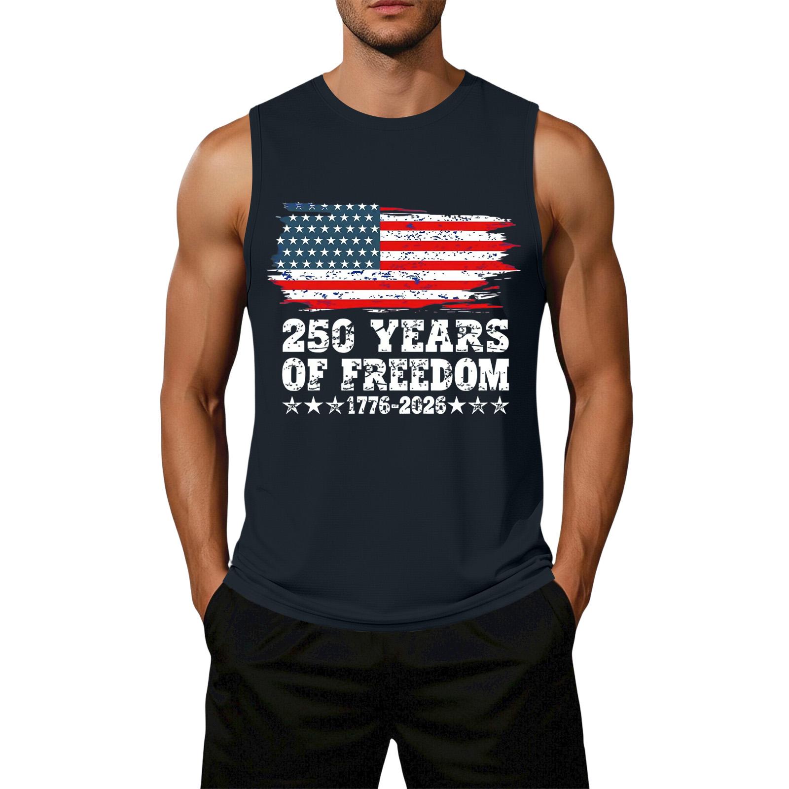 Men Sleeveless Loose Fit Casual Tank Top Flag Print Graphic Design 250 Years Anniversary Commemorative Style Comfortable Fit XXL Темно-синій
Men Sleeveless Loose Fit Casual Tank Top Flag Print Graphic Design 250 Years Anniversary Commemorative Style Comfortable Fit XXL Темно-синій