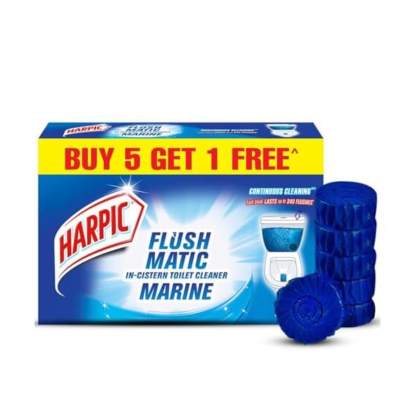 Harpic Flushmatic In-Cistern Toilet Cleaner Blocks, Marine - 50 г (Упаковка з 6 шт) | Кульки для очищення зливу туалету
Harpic Flushmatic In-Cistern Toilet Cleaner Blocks, Marine - 50 г (Упаковка з 6 шт) | Кульки для очищення зливу туалету