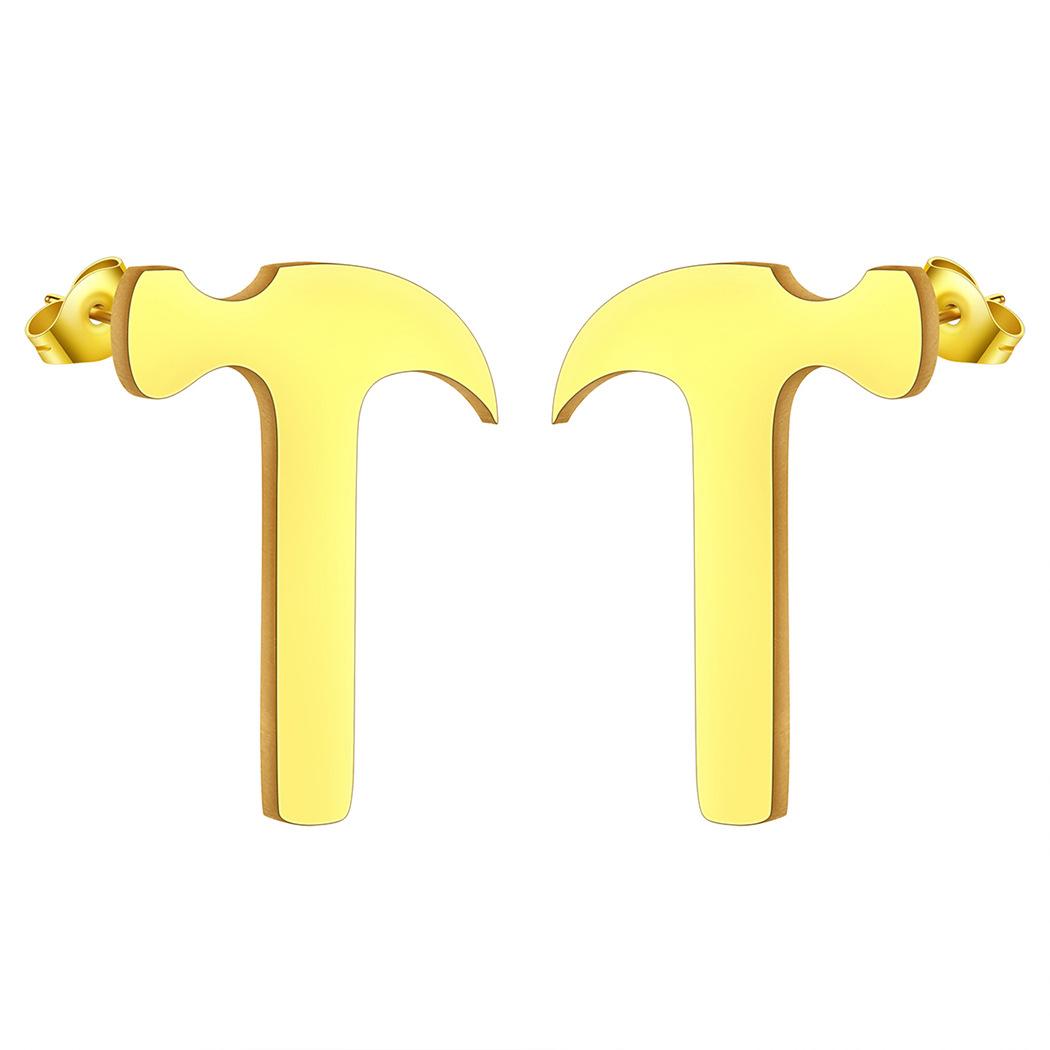 Creative Hammer Tool Pattern Earrings Woman And Men Handyman Accessory Gold Plated Stainless Steel Cartilage Piercing Earring
Creative Hammer Tool Pattern Earrings Woman And Men Handyman Accessory Gold Plated Stainless Steel Cartilage Piercing Earring