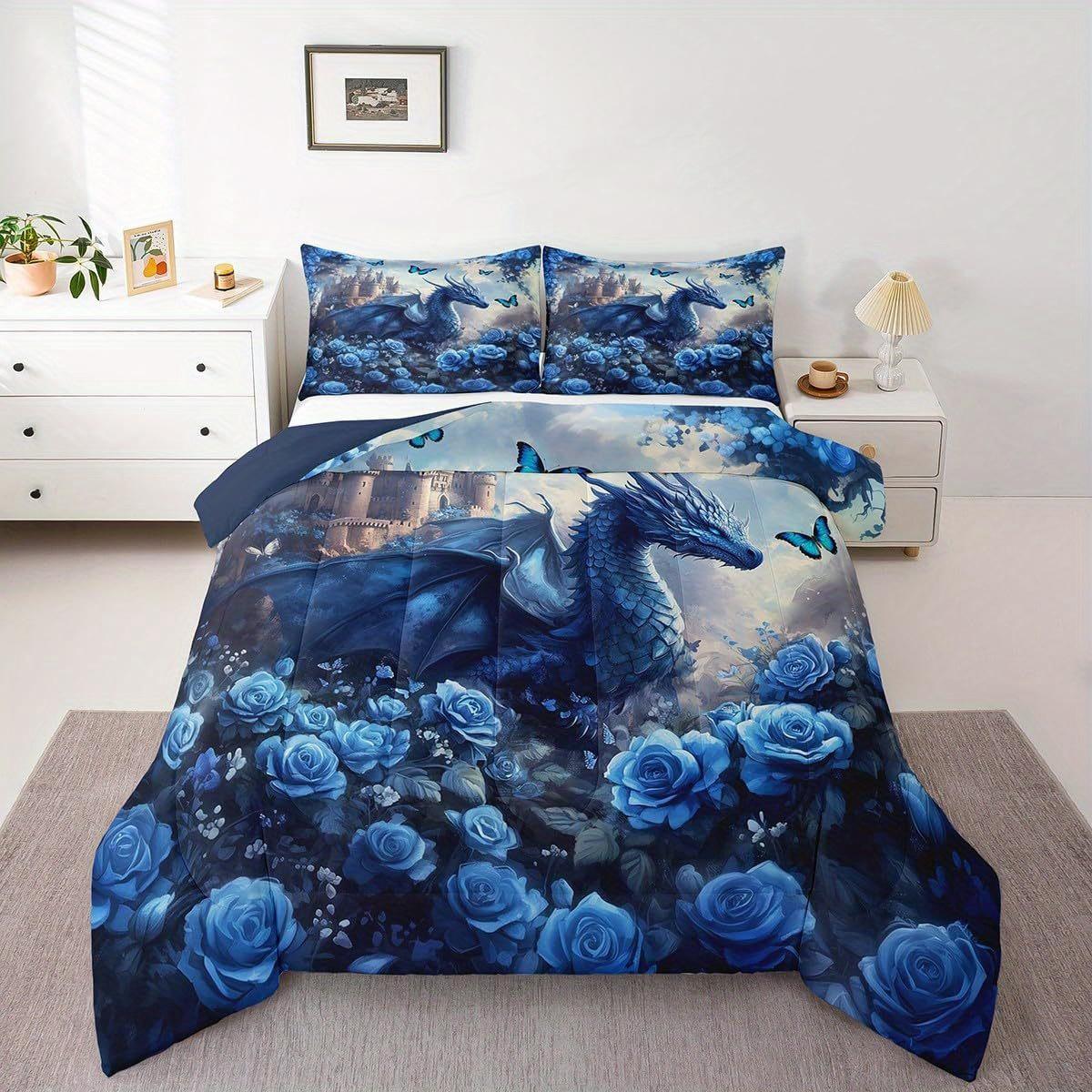 3pcs Blue Bedding Set Handsome Dragon Rose 3D Print Cozy Duvet Cover King Queen Single Size Birthday Giftfor Girl Bedroom Decor EU Single(135*200cm)3pcs
3pcs Blue Bedding Set Handsome Dragon Rose 3D Print Cozy Duvet Cover King Queen Single Size Birthday Giftfor Girl Bedroom Decor EU Single(135*200cm)3pcs