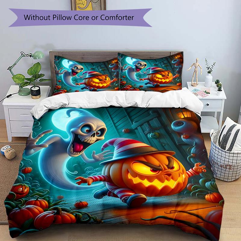 3pcs Lively Pumpkins and Ghosts Quilt Cover Set (1 Quilt Cover + 2 Pillowcases Without Pillow Core), High-Definition Printing for Home and Dormit 135x200cm
3pcs Lively Pumpkins and Ghosts Quilt Cover Set (1 Quilt Cover + 2 Pillowcases Without Pillow Core), High-Definition Printing for Home and Dormit 135x200cm