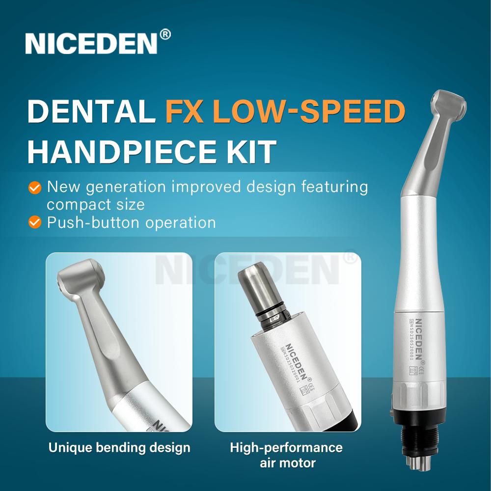 NICEDEN FX Style Dental Slow Speed Set FX Straight Handpiece And FX 1:1 Contra Angle Air Motor 2/4 Hole With Ball Bearing air motor 4 holes
NICEDEN FX Style Dental Slow Speed Set FX Straight Handpiece And FX 1:1 Contra Angle Air Motor 2/4 Hole With Ball Bearing air motor 4 holes
