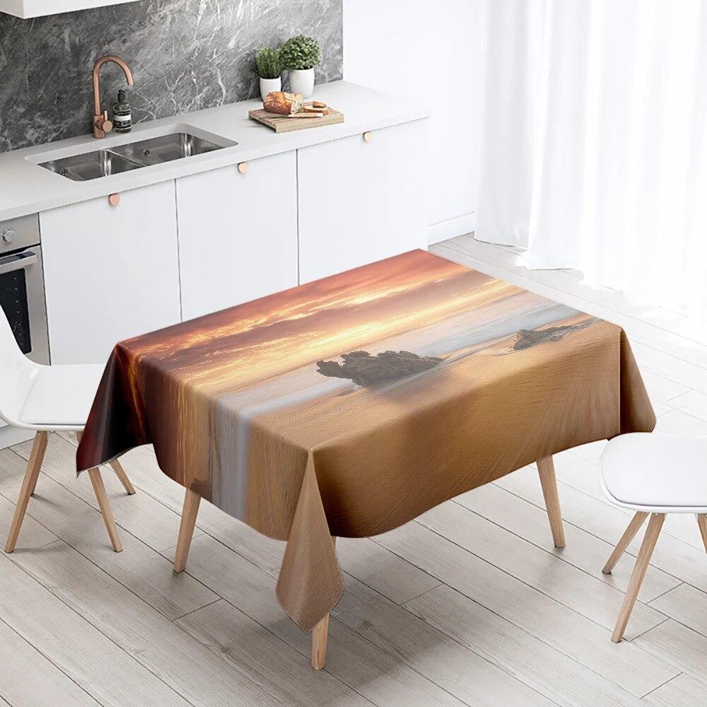 Пляжная скатерть с морским пейзажем, противообрастающая водонепроницаемая прямоугольная кухонная обеденная скатерть, украшение для дома 40x70cm