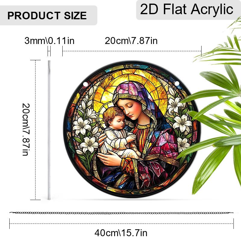 2D Flat Mary and Jesus Suncatcher, Acrylic Religious Decor 7.87/11.81in, Christian Home Church Hanging Ornament 20cm
2D Flat Mary and Jesus Suncatcher, Acrylic Religious Decor 7.87/11.81in, Christian Home Church Hanging Ornament 20cm