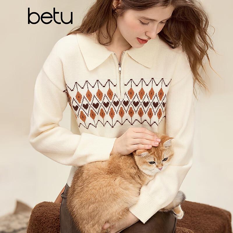 BETU Women s Half-Zip Fair Isle Jacquard Sweater M
BETU Women s Half-Zip Fair Isle Jacquard Sweater M