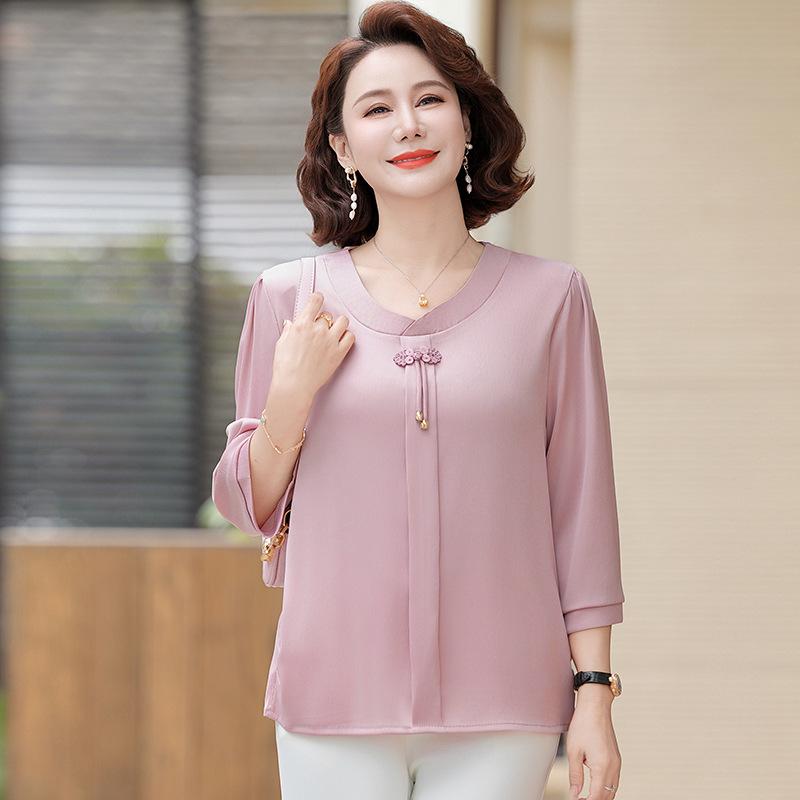 Chiffon Blouse for Middle-aged Women - Stylish Chinese-inspired Summer Top for Ages 50 and Up 3XL (120-130 lbs) рожевий
Chiffon Blouse for Middle-aged Women - Stylish Chinese-inspired Summer Top for Ages 50 and Up 3XL (120-130 lbs) рожевий