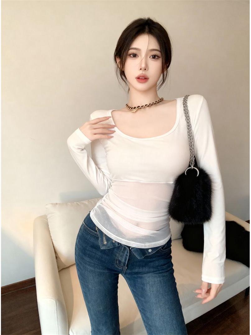 Elegant Autumn-Winter Mesh Splice Square Neck Long Sleeve See-Through Top Small білий
Elegant Autumn-Winter Mesh Splice Square Neck Long Sleeve See-Through Top Small білий