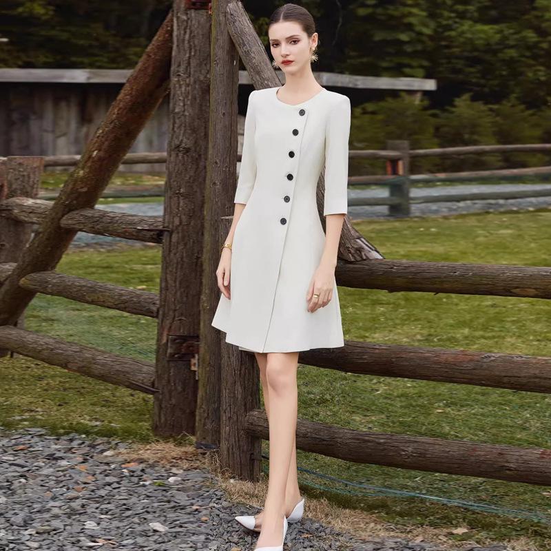 Stylish Beige A-Line Mid-Length Dress with Three-Quarter Sleeves and Round Neck for Spring/Summer Medium
Stylish Beige A-Line Mid-Length Dress with Three-Quarter Sleeves and Round Neck for Spring/Summer Medium