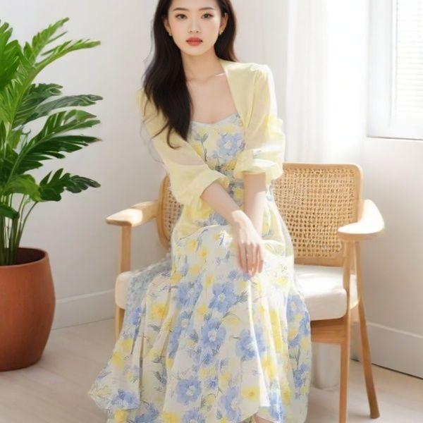 Women s Floral Chiffon Dress & Cardigan Set – 2026 Summer Slim Beach Vacation Outfit S
Women s Floral Chiffon Dress & Cardigan Set – 2026 Summer Slim Beach Vacation Outfit S