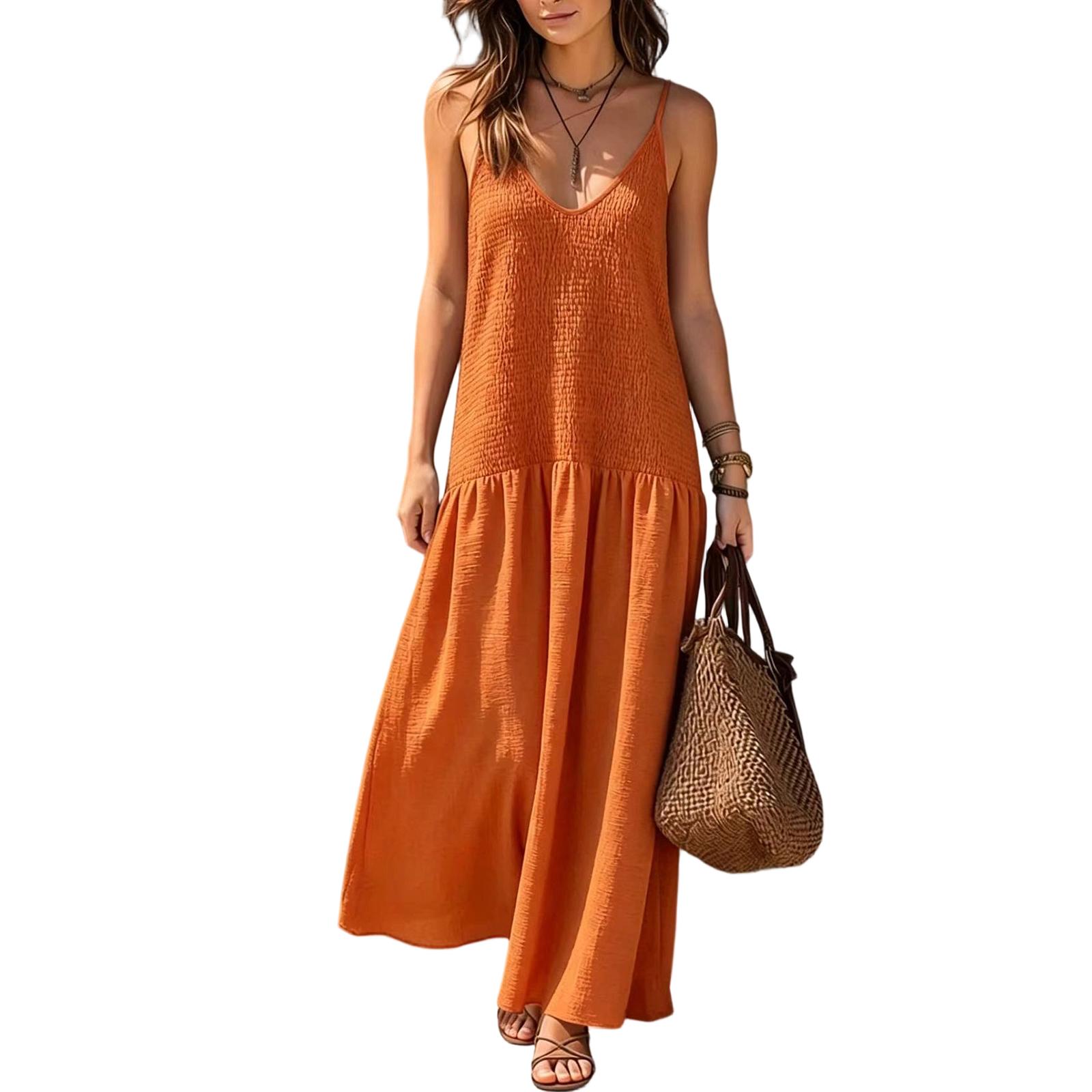 Women Vintage Bohemian Backless Ruched Design Spaghetti Strap Long Maxi Dress for Holiday Beach Vacation Casual Wear L шафрановый
Women Vintage Bohemian Backless Ruched Design Spaghetti Strap Long Maxi Dress for Holiday Beach Vacation Casual Wear L шафрановый