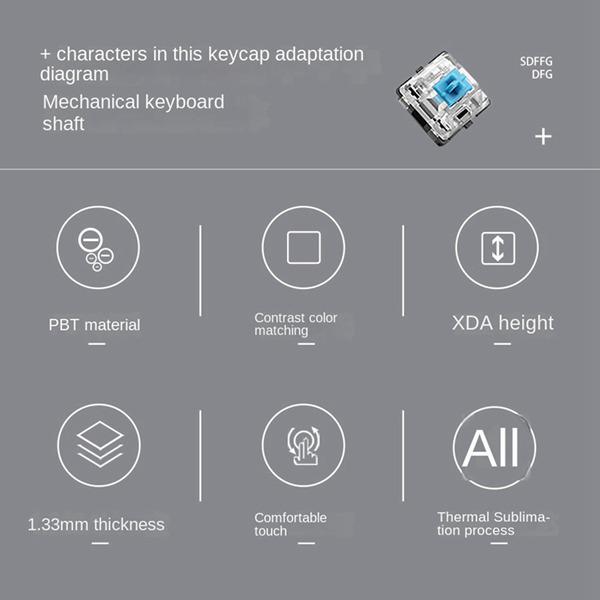 Set of PBT XDA Height Keycaps with 7U Spacebar - Color: As Shown Other
Set of PBT XDA Height Keycaps with 7U Spacebar - Color: As Shown Other