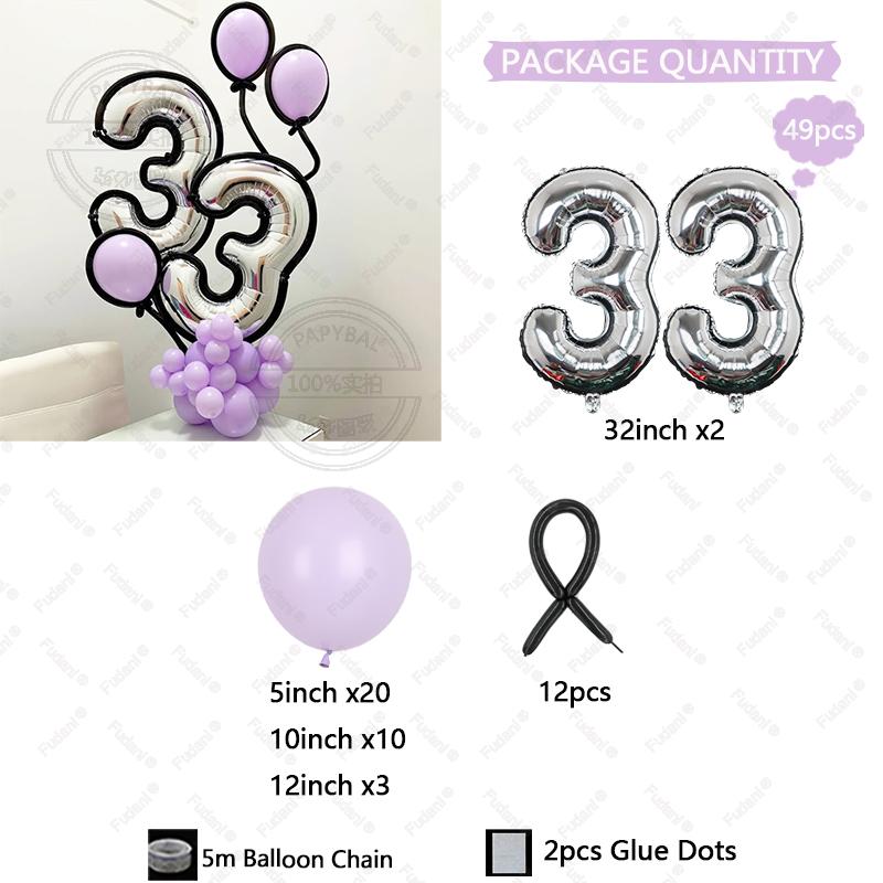 32 inch silver digital balloons 1-33 with black long balloons cartoon style border for birthday and graduation decoration As The Picture
32 inch silver digital balloons 1-33 with black long balloons cartoon style border for birthday and graduation decoration As The Picture