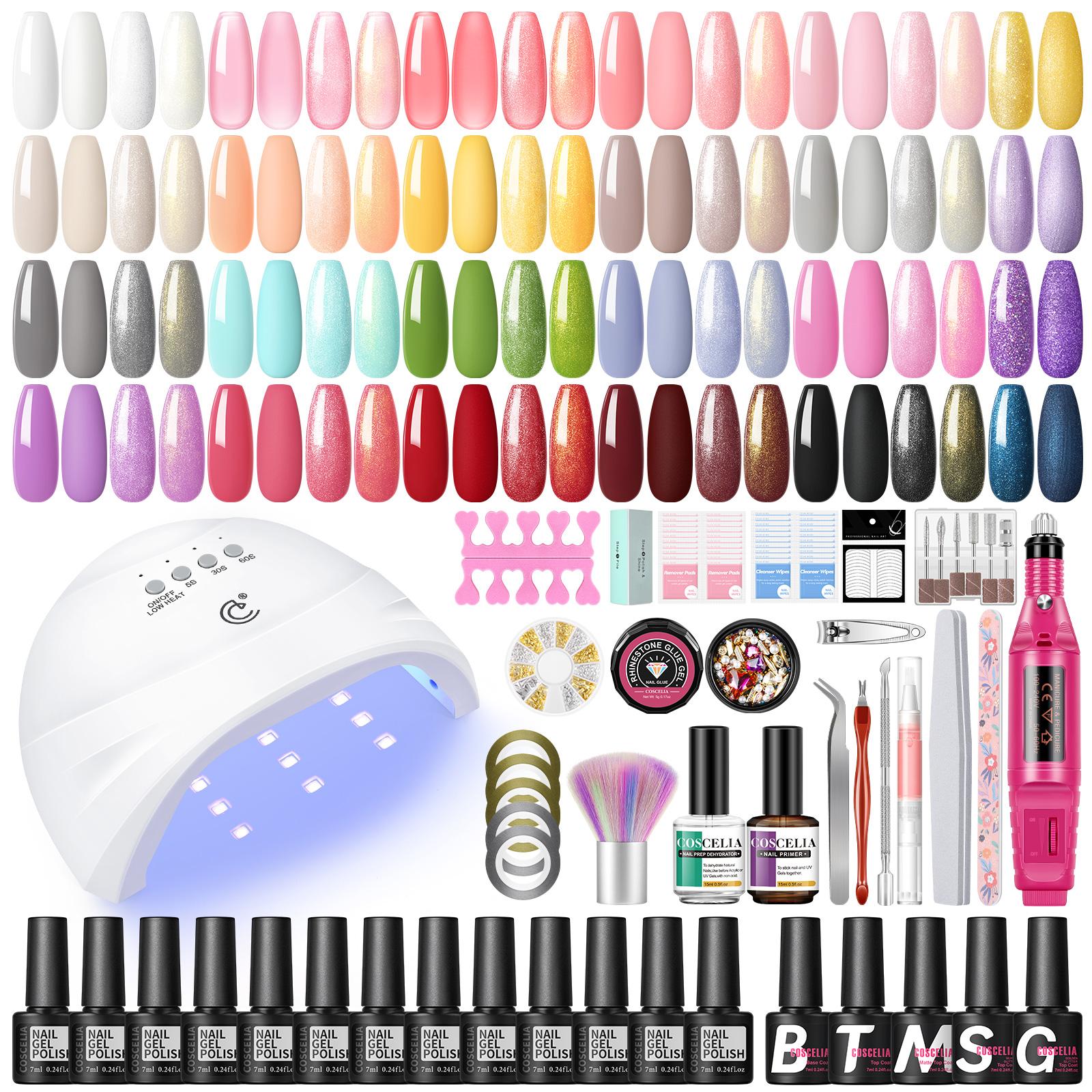 Coscelia 24Pcs 7ML Nail Gel Polish Kit with Nail Lamp Nail Drill Machine Top and Base Coat Nail Prep and Primer Nail Rhinestone Glue Nail Art Design
Coscelia 24Pcs 7ML Nail Gel Polish Kit with Nail Lamp Nail Drill Machine Top and Base Coat Nail Prep and Primer Nail Rhinestone Glue Nail Art Design