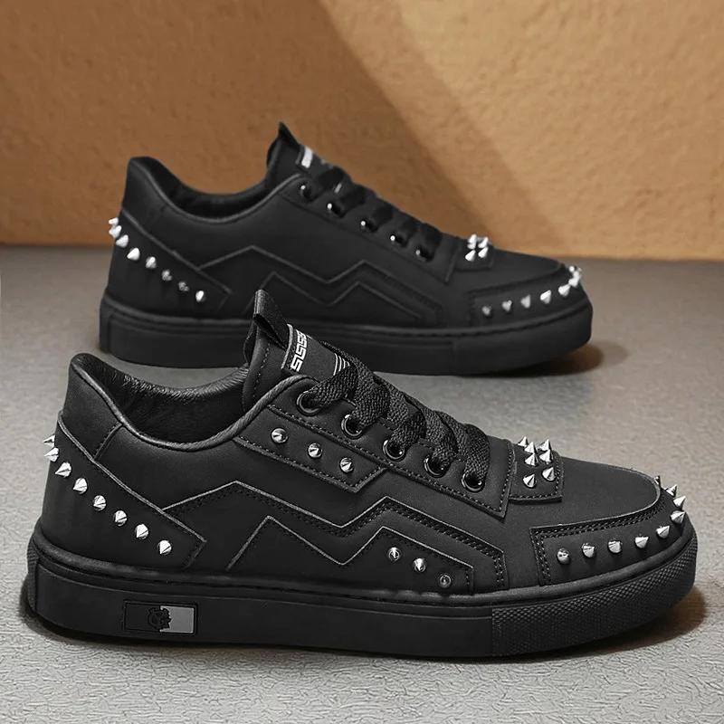 New Men Leather Casual Shoes High Street Rivet Flat Skate Shoes Youth Trend Sneakers 44 чорний
New Men Leather Casual Shoes High Street Rivet Flat Skate Shoes Youth Trend Sneakers 44 чорний