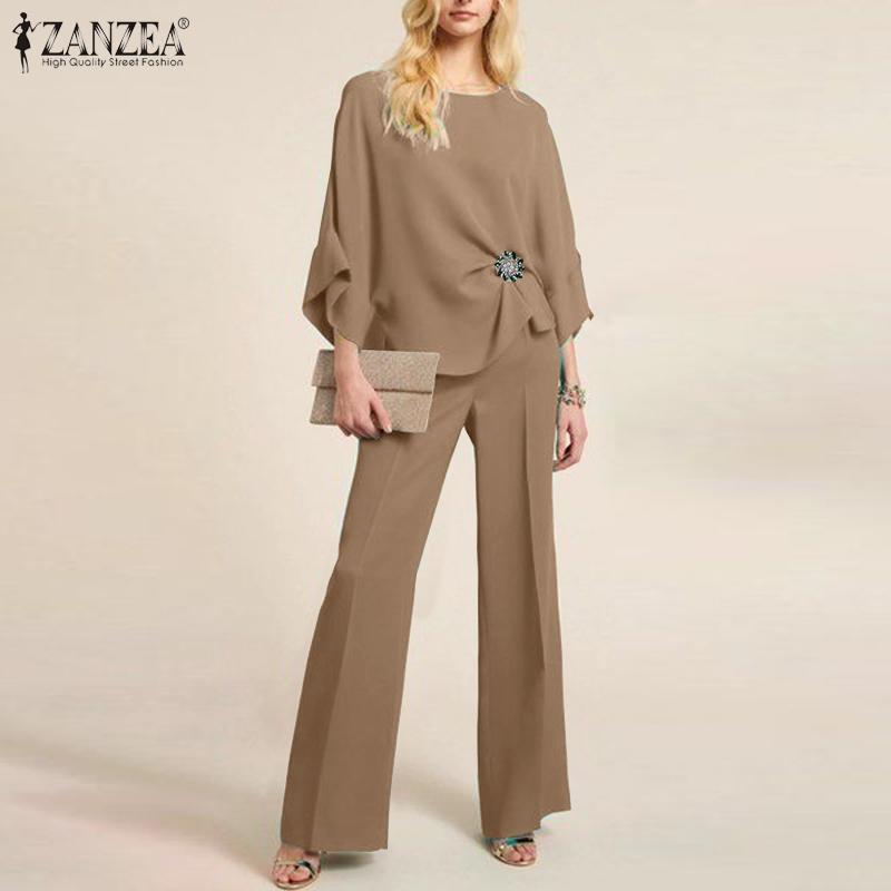ZANZEA Женская блузка и брюки повседневный комплект из двух предметов с брюками
ZANZEA Женская блузка и брюки повседневный комплект из двух предметов с брюками