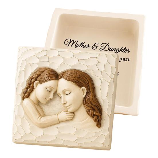 1/2 шт. Скринька на пам ять для матері та доньки Ручна робота Скульптурна Жіночі прикраси Тримач для дрібничок Декоративна скринька для скарбів Подарунок на день народження мами День матері 1pc
1/2 шт. Скринька на пам ять для матері та доньки Ручна робота Скульптурна Жіночі прикраси Тримач для дрібничок Декоративна скринька для скарбів Подарунок на день народження мами День матері 1pc