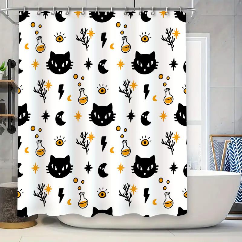 Halloween-themed shower curtain featuring black cat patterns and mysterious yellow potion bottles with a spooky witch design, pe 90x180cm
Halloween-themed shower curtain featuring black cat patterns and mysterious yellow potion bottles with a spooky witch design, pe 90x180cm