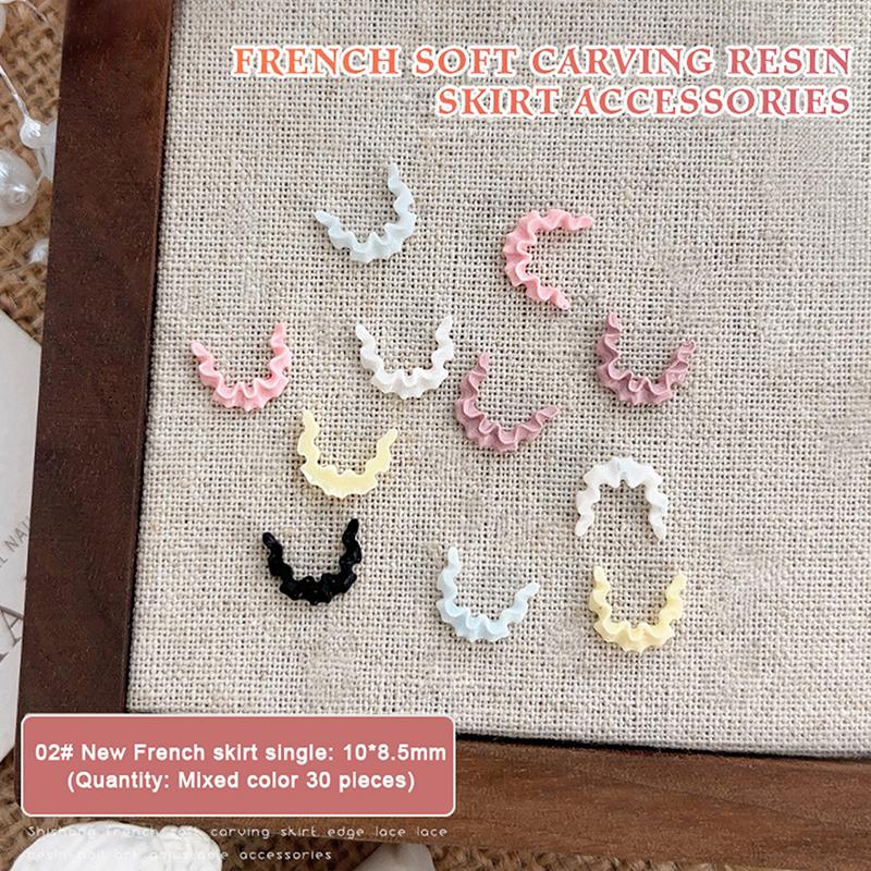 30Pcs Mixed Colors Soft 3D Resin French Nail Art Lace Trim Skirt Hem Charms Accessories For Manicure Nails Decoration Supplies
30Pcs Mixed Colors Soft 3D Resin French Nail Art Lace Trim Skirt Hem Charms Accessories For Manicure Nails Decoration Supplies