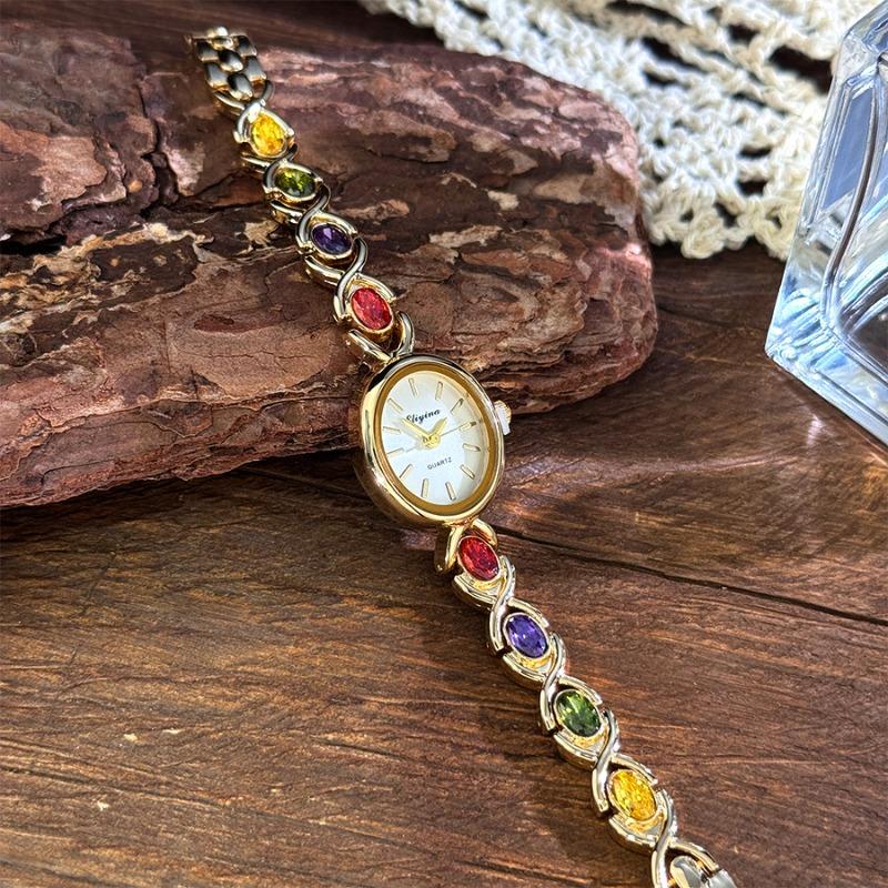 Hot-selling new watch gem diamond oval exquisite compact medieval rainbow watch
Hot-selling new watch gem diamond oval exquisite compact medieval rainbow watch