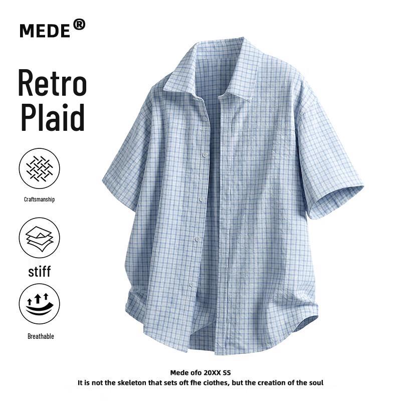 MEDE Men s Casual Plaid Short Sleeve Shirt L
MEDE Men s Casual Plaid Short Sleeve Shirt L