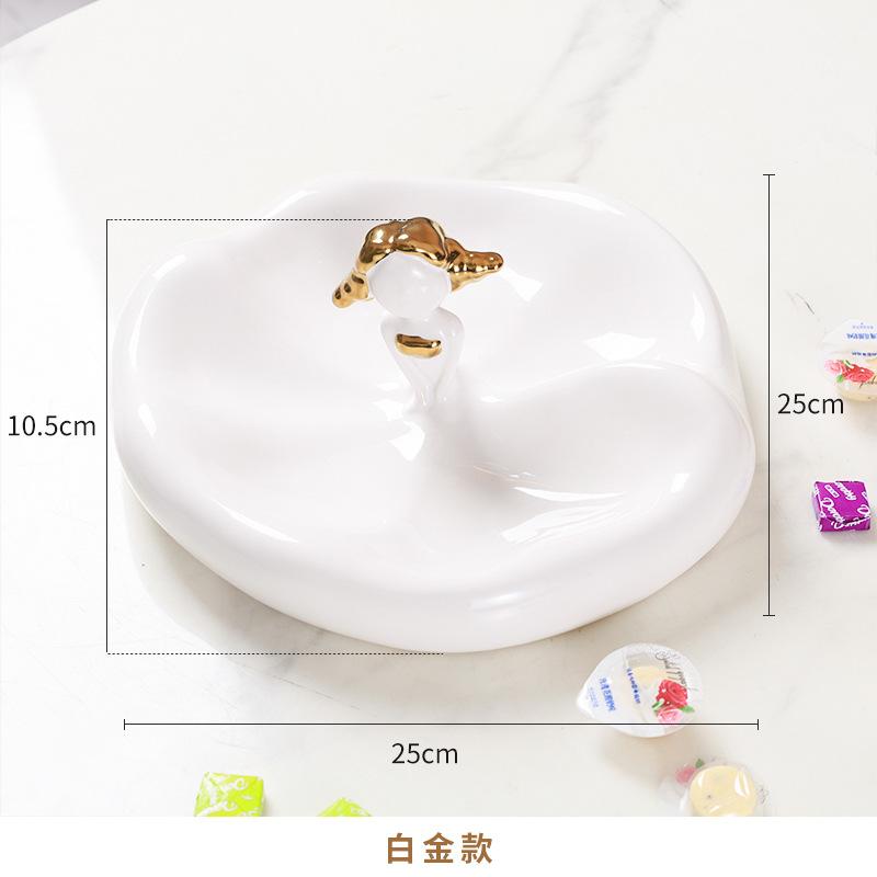 Креативное платье для девочек Тарелка с фруктами Послеобеденный чай Дим-сам Конфеты Десертная тарелка Бытовая керамическая тарелка Белый поднос для хранения