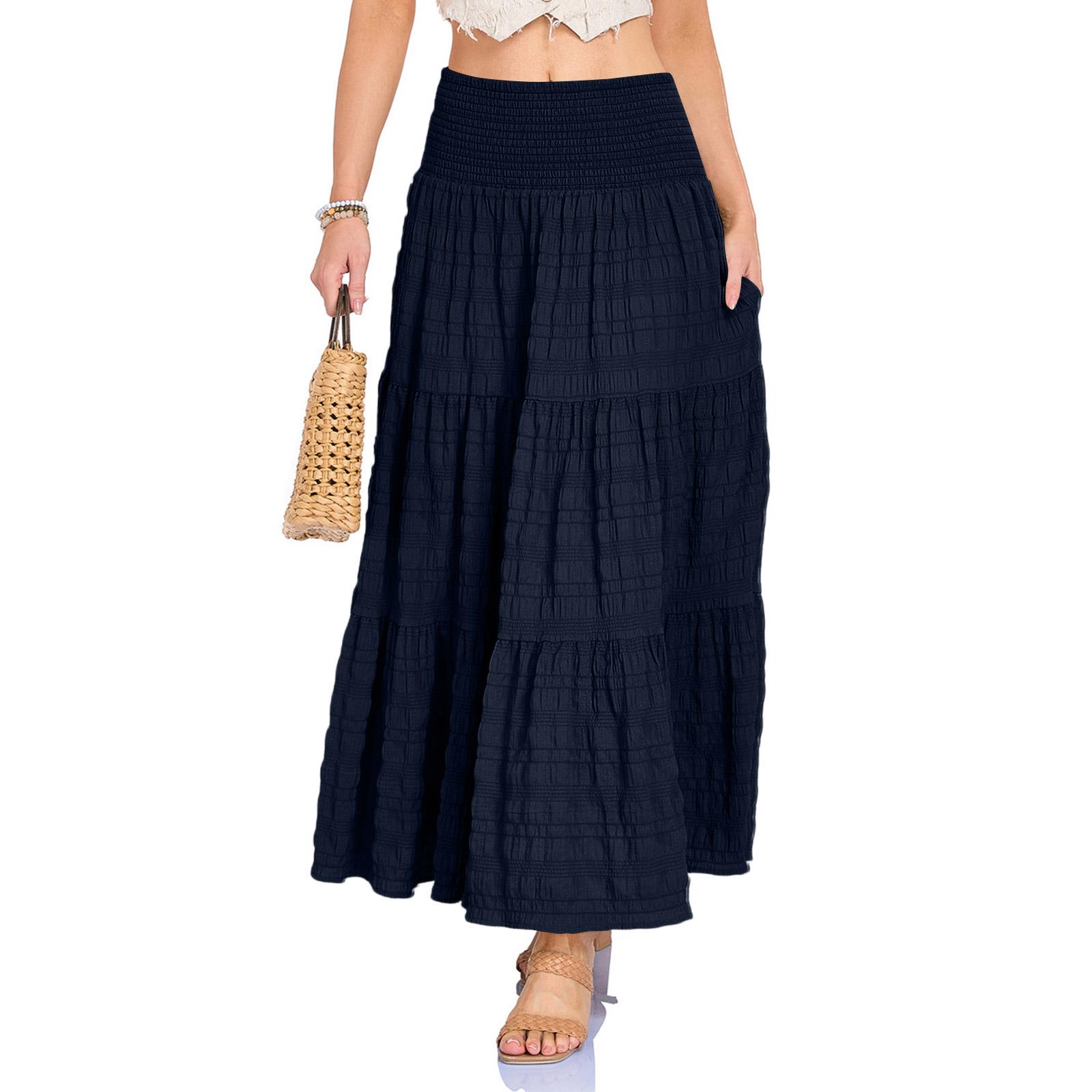 Womens Maxi Skirt Summer Boho Flowy Tiered Casual Elastic High Waisted Swing A-line Long Skirts With Pockets M Темно-синій
Womens Maxi Skirt Summer Boho Flowy Tiered Casual Elastic High Waisted Swing A-line Long Skirts With Pockets M Темно-синій