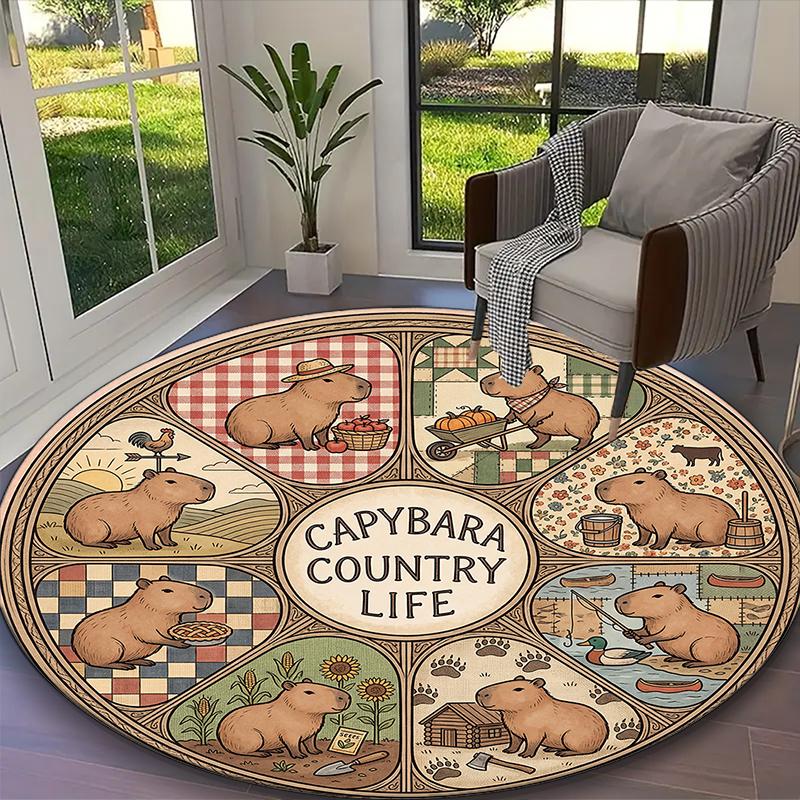 1pc Digital Printed Chair Rug for Home Office Use, Green Bohemian Capybaras Carpet Appropriate for All Seasons, Soft Round Carpet Diameter 60cm
1pc Digital Printed Chair Rug for Home Office Use, Green Bohemian Capybaras Carpet Appropriate for All Seasons, Soft Round Carpet Diameter 60cm