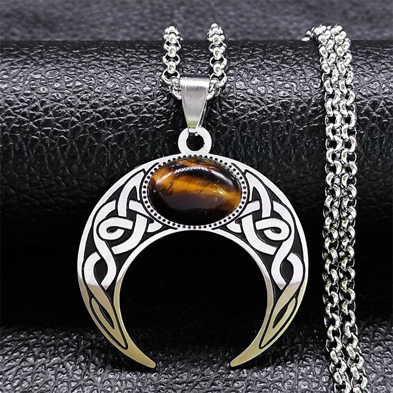 Vintage Crescent Moon Knot Pendant Necklaces for Women Stainless Steel Blue Stone Silver Color Punk Chain Jewelry Collier N7941 60CM
Vintage Crescent Moon Knot Pendant Necklaces for Women Stainless Steel Blue Stone Silver Color Punk Chain Jewelry Collier N7941 60CM