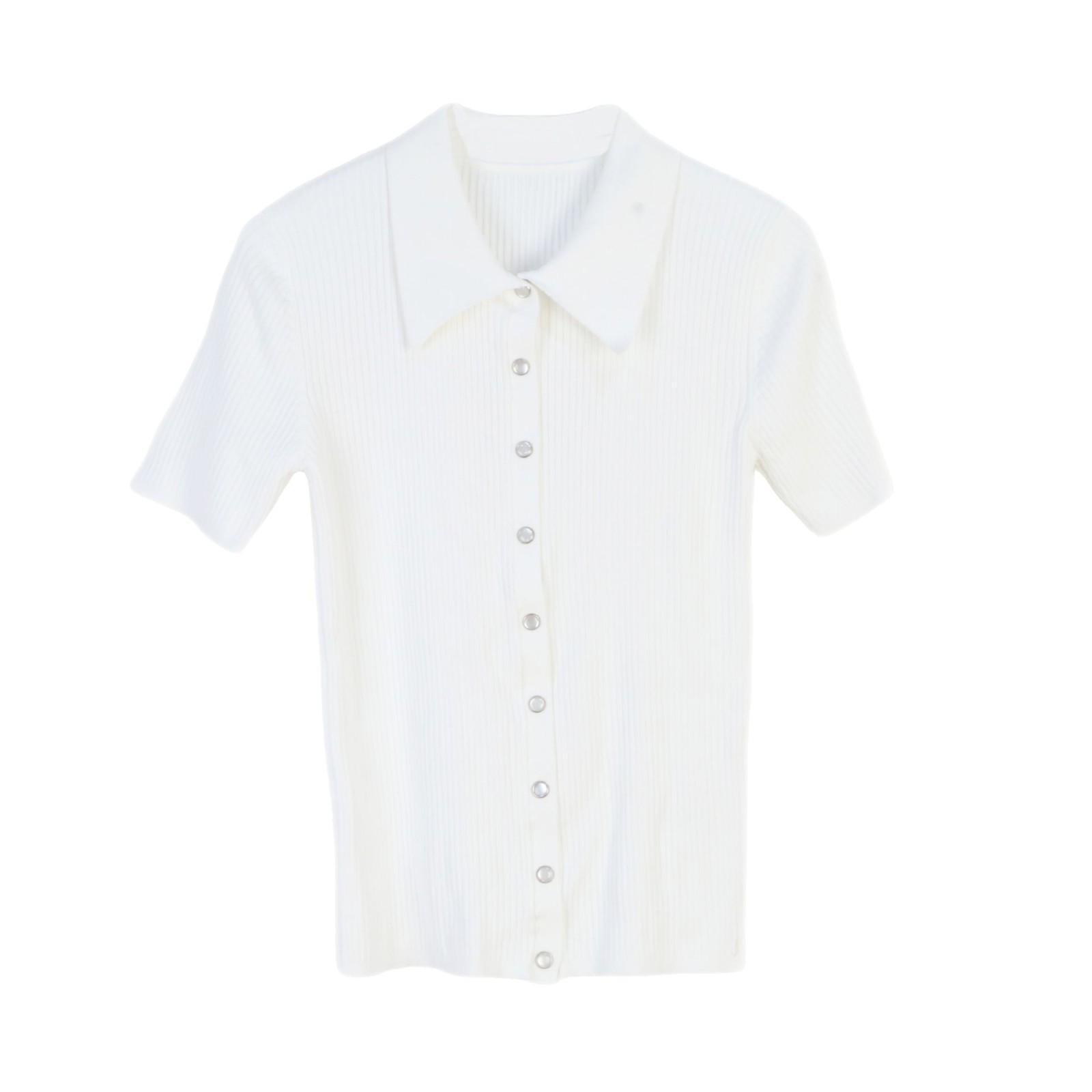 Женский французский трикотажный топ на одной пуговице - Короткий рукав, лацкан, повседневный приталенный дизайн для весны/лета Medium
Женский французский трикотажный топ на одной пуговице - Короткий рукав, лацкан, повседневный приталенный дизайн для весны/лета Medium