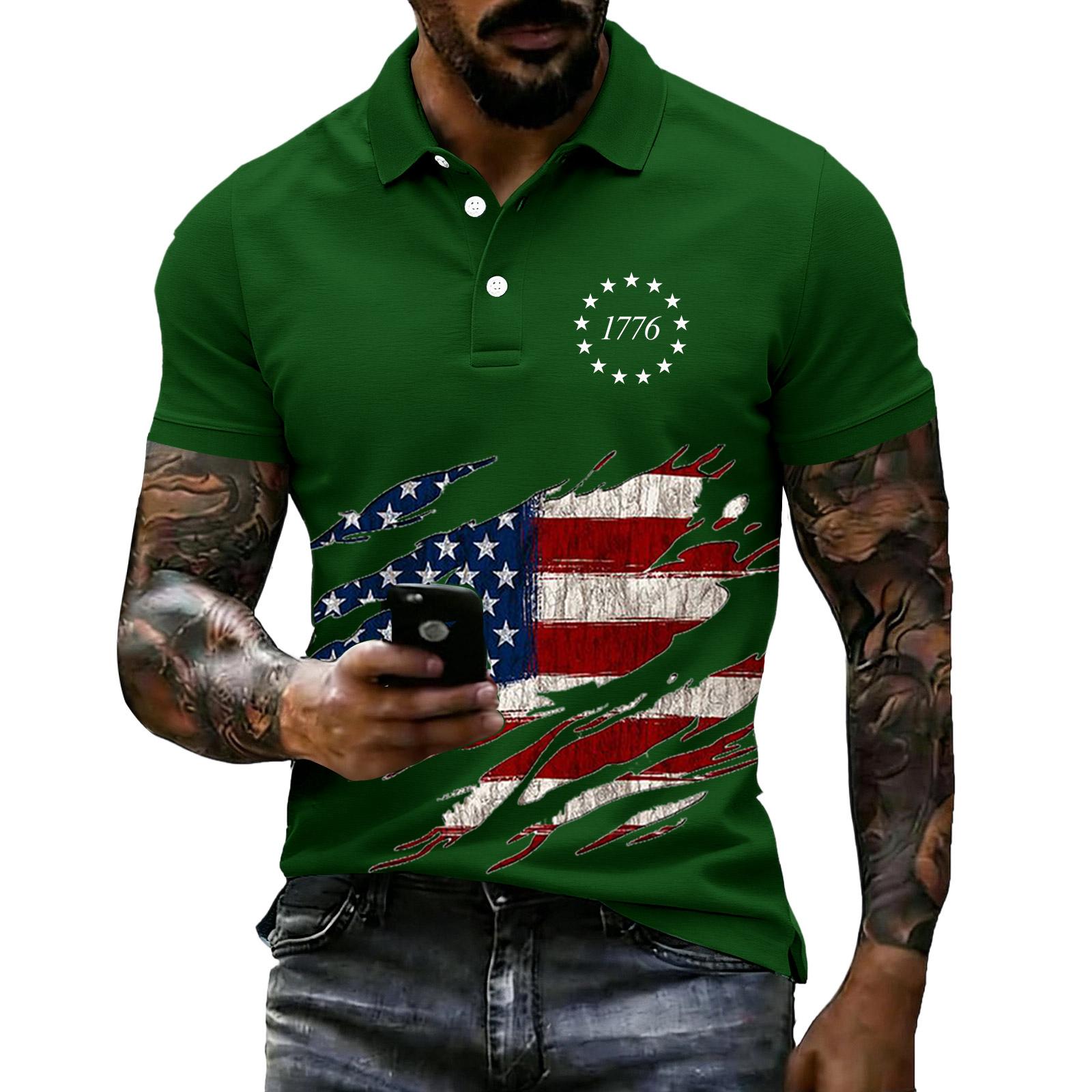 Men s Loose Fit Casual Polo Shirt Short Sleeve Flag Print 1776 Graphic Design Button Collar Summer Top XXXL
Men s Loose Fit Casual Polo Shirt Short Sleeve Flag Print 1776 Graphic Design Button Collar Summer Top XXXL