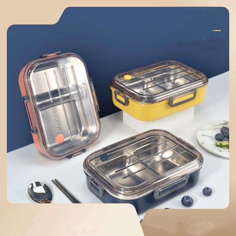 Четырехкнопочный герметичный ланч-бокс из нержавеющей стали Креативный студенческий ланч-бокс Bento Box 
Четырехкнопочный герметичный ланч-бокс из нержавеющей стали Креативный студенческий ланч-бокс Bento Box