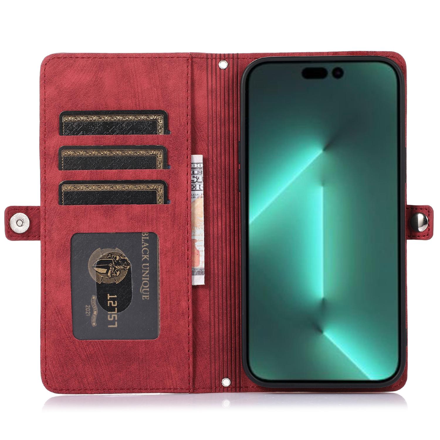 For iPhone 15 Pro Multifunction PU Leather Wallet Phone Case Zipper Pocket Phone Cover with 9 Card Slots Red
For iPhone 15 Pro Multifunction PU Leather Wallet Phone Case Zipper Pocket Phone Cover with 9 Card Slots Red