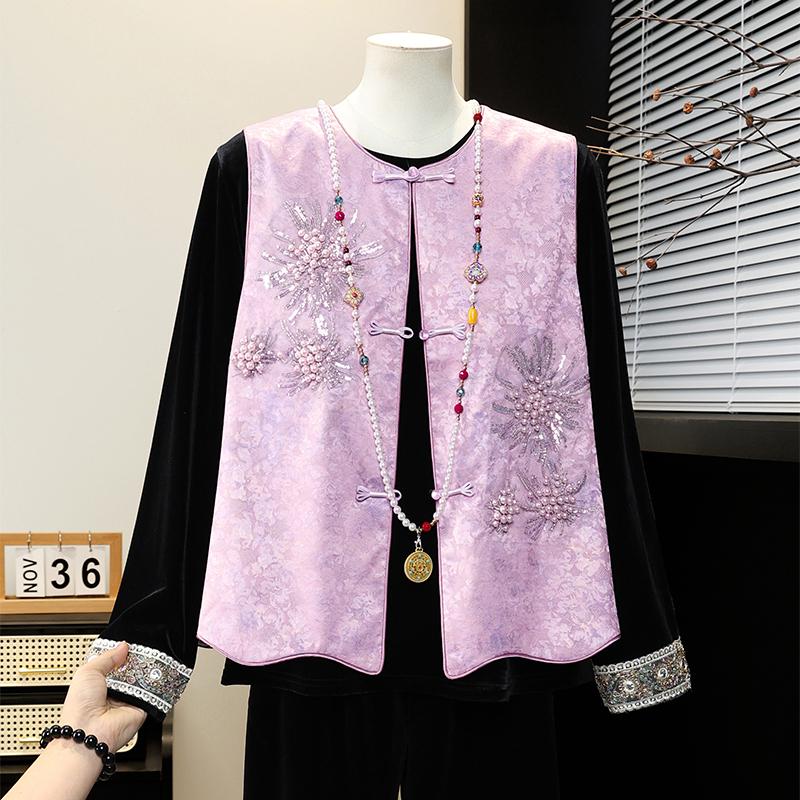 Women s Chinese Embroidery Beadwork Tang Suit Vest with Frog Button & Round Neck - Two-Piece Set 4XL 135-150cm
Women s Chinese Embroidery Beadwork Tang Suit Vest with Frog Button & Round Neck - Two-Piece Set 4XL 135-150cm
