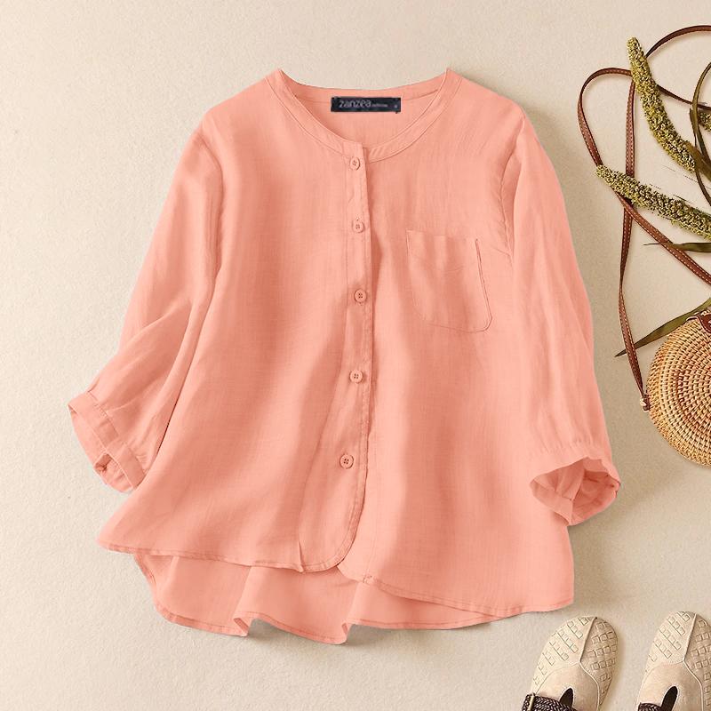 ZANZEA Женская свободная повседневная блузка с круглым вырезом, однотонная, с рукавами 3/4 XL розовый
ZANZEA Женская свободная повседневная блузка с круглым вырезом, однотонная, с рукавами 3/4 XL розовый