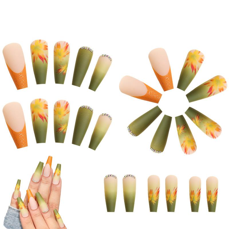 24Pcs Maple leaf Wearable Ballet Manicure with Rhinestone False Nail Coffin Fake Nail Tips
24Pcs Maple leaf Wearable Ballet Manicure with Rhinestone False Nail Coffin Fake Nail Tips