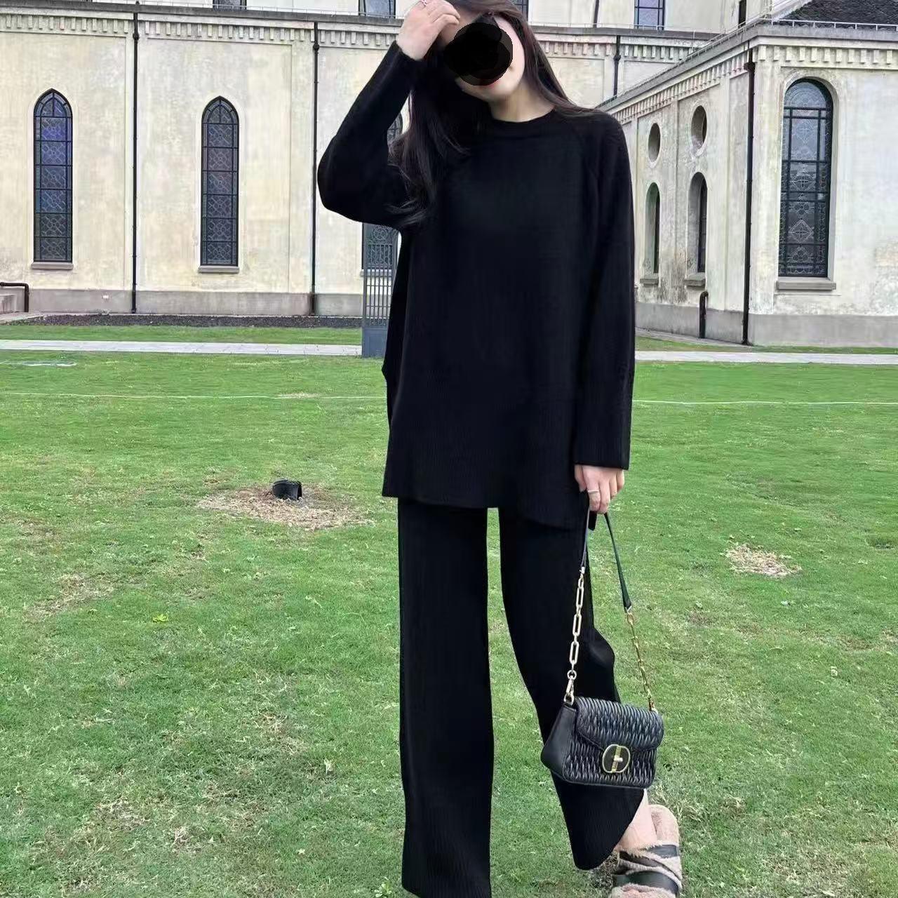 Women s Slit Sweater & Wide Leg Pants Set - Korean Style Casual Two-Piece for Autumn/Winter Small чорний
Women s Slit Sweater & Wide Leg Pants Set - Korean Style Casual Two-Piece for Autumn/Winter Small чорний