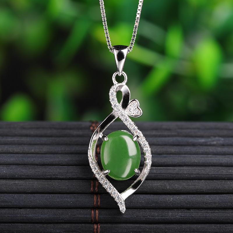 925 Sterling Silver Hetian Jade Jasper Pendant with Certificate - Green Jade Accessories for Women 925 Silver
925 Sterling Silver Hetian Jade Jasper Pendant with Certificate - Green Jade Accessories for Women 925 Silver