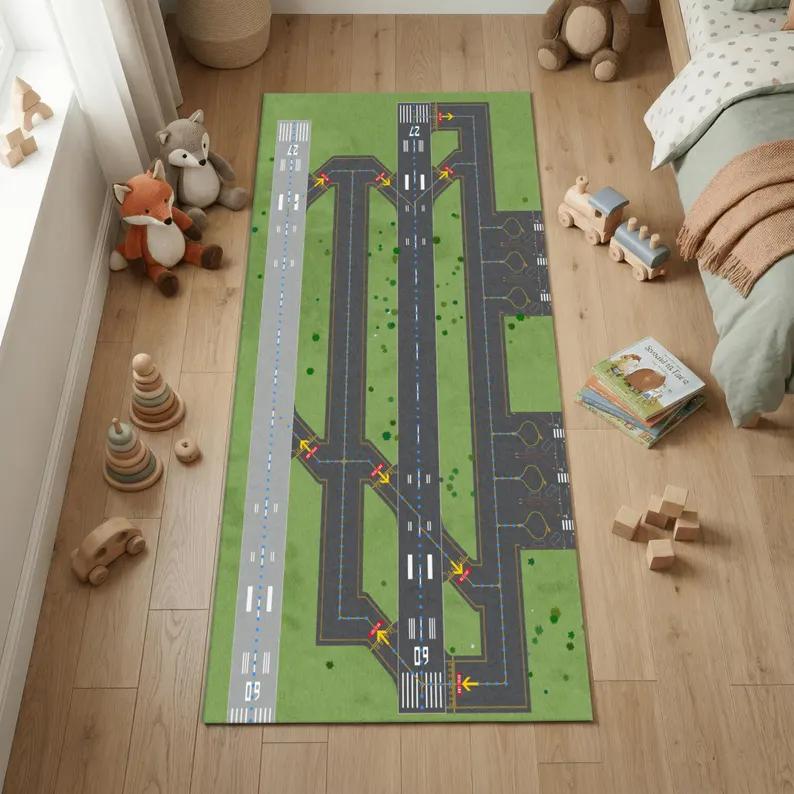 Realistic Airport Runway Carpet Mat Rug, Aviation Theme & Interactive home decoration with Grey Green Tone for Hallway Playroom 40X120CM
Realistic Airport Runway Carpet Mat Rug, Aviation Theme & Interactive home decoration with Grey Green Tone for Hallway Playroom 40X120CM