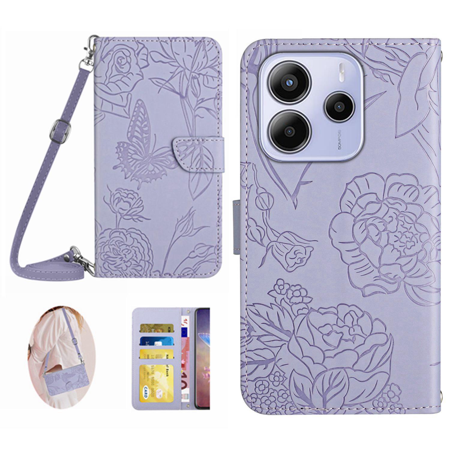 For Xiaomi Redmi Note 14 4G (164.84mm) Case Butterfly Flower Imprint Leather Phone Cover with Shoulder Strap Purple
For Xiaomi Redmi Note 14 4G (164.84mm) Case Butterfly Flower Imprint Leather Phone Cover with Shoulder Strap Purple